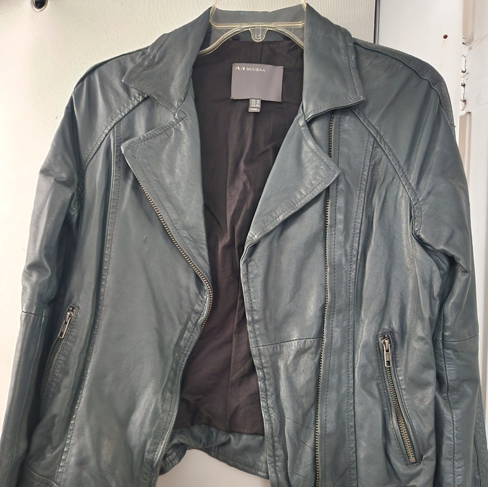 Muubaa Women's Gray Leather Jacket